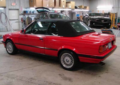 1993 BMW 325i convertible E30 in the shop at Diamond Collision Services Inc.
