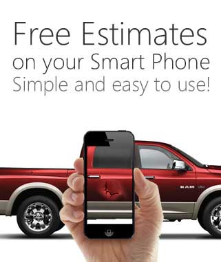 Mobile banner for free estimates for auto body repairs.